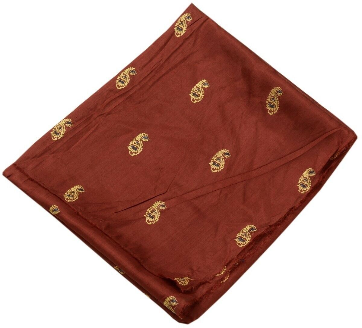 Vintage Saree Multi Purpose Fabric Piece for Sew Craft Woven Pure Silk Maroon