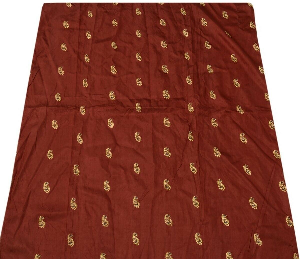 Vintage Saree Multi Purpose Fabric Piece for Sew Craft Woven Pure Silk Maroon