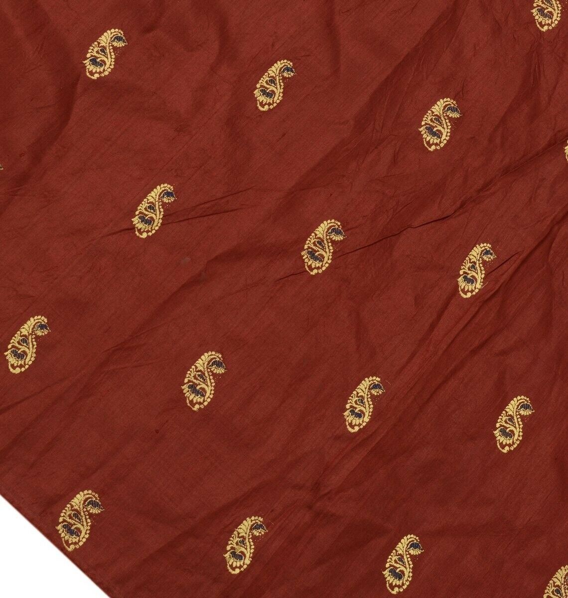 Vintage Saree Multi Purpose Fabric Piece for Sew Craft Woven Pure Silk Maroon