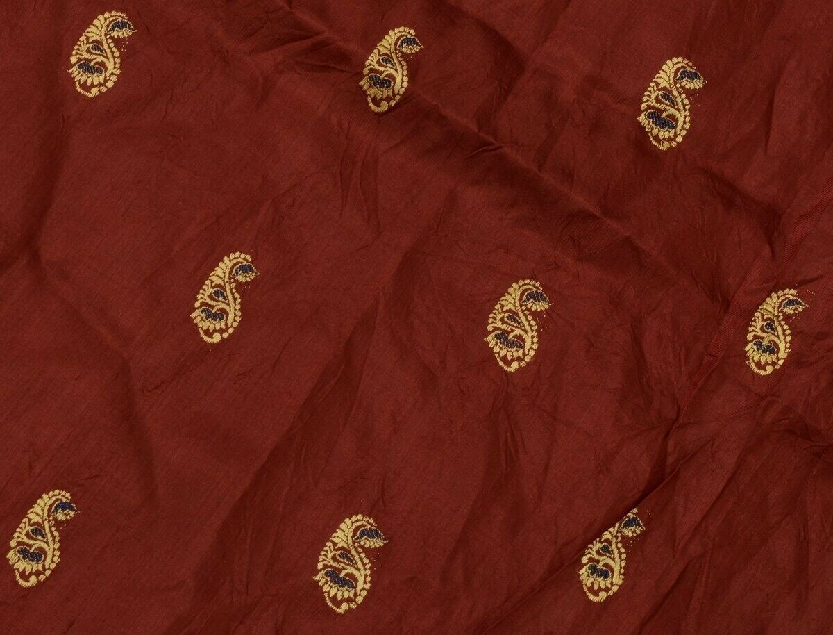 Vintage Saree Multi Purpose Fabric Piece for Sew Craft Woven Pure Silk Maroon