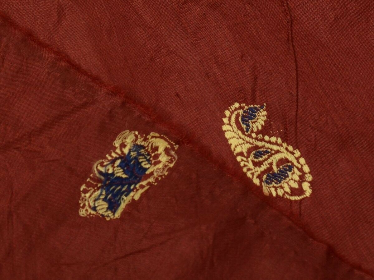 Vintage Saree Multi Purpose Fabric Piece for Sew Craft Woven Pure Silk Maroon