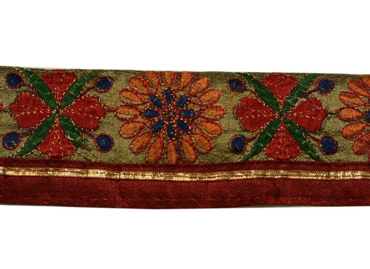 Vintage Saree Border Indian Craft Trim Floral Embroidered Sewing Ribbon Lace