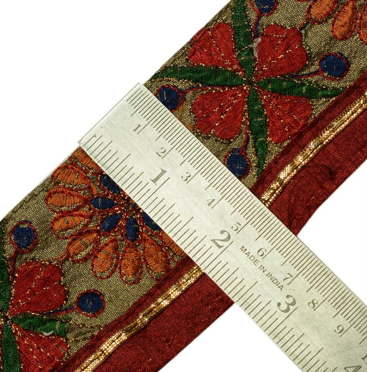 Vintage Saree Border Indian Craft Trim Floral Embroidered Sewing Ribbon Lace