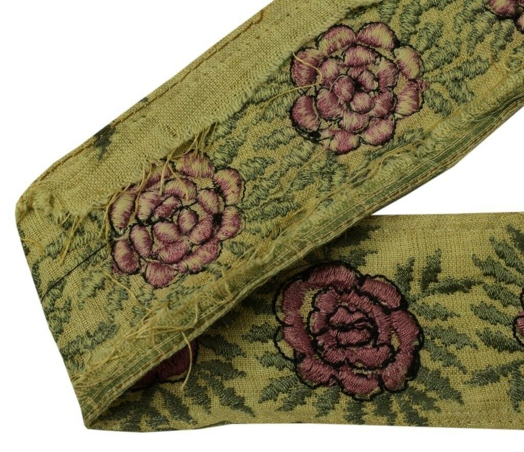 Vintage Sari Border Indian Craft Sewing Trim Floral Embroidered Ribbon Lace