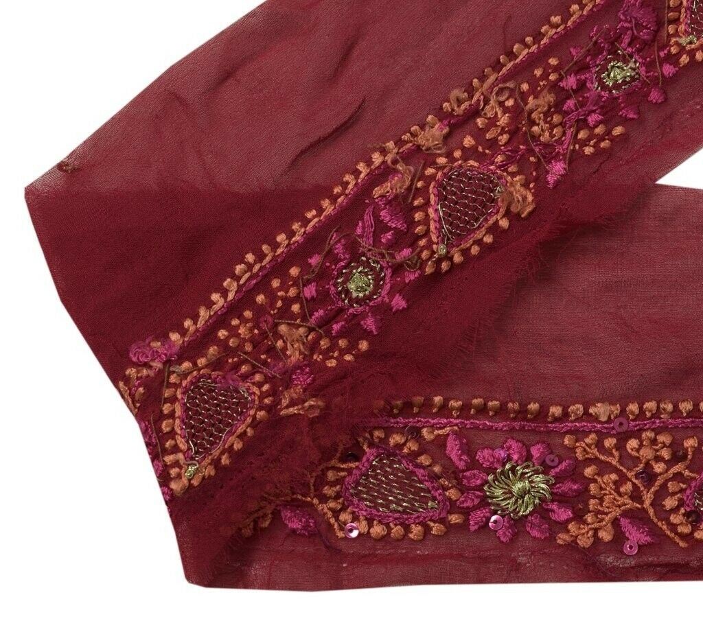 Vintage Sari Border Indian Craft Sewing Trim Hand Embroidered Lace Magenta