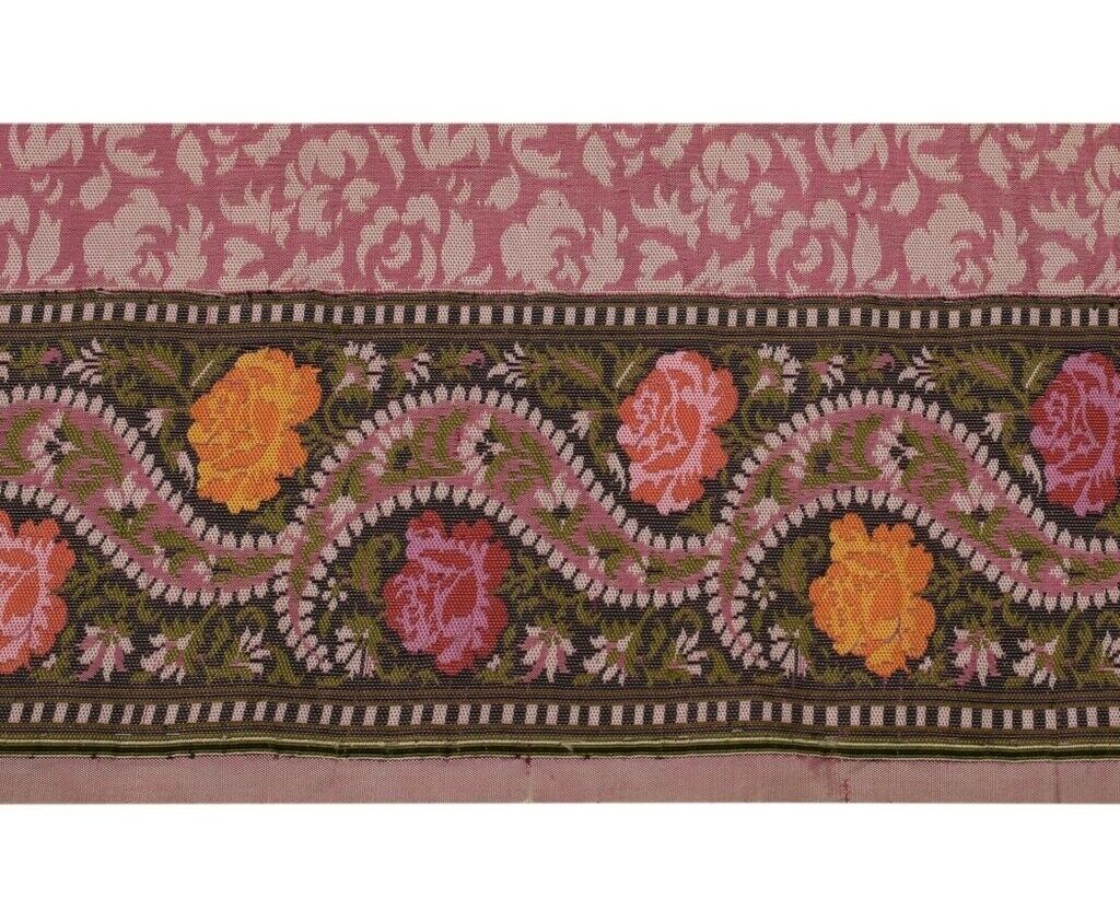 3.5" W Vintage Sari Border Indian Craft Sewing Trim Woven Floral Ribbon Lace