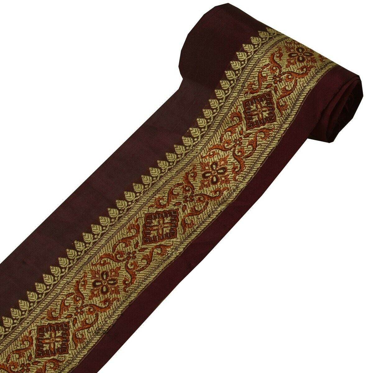 Vintage Sari Border Indian Craft Trim Woven Pure Silk Purples Sewing Ribbon Lace