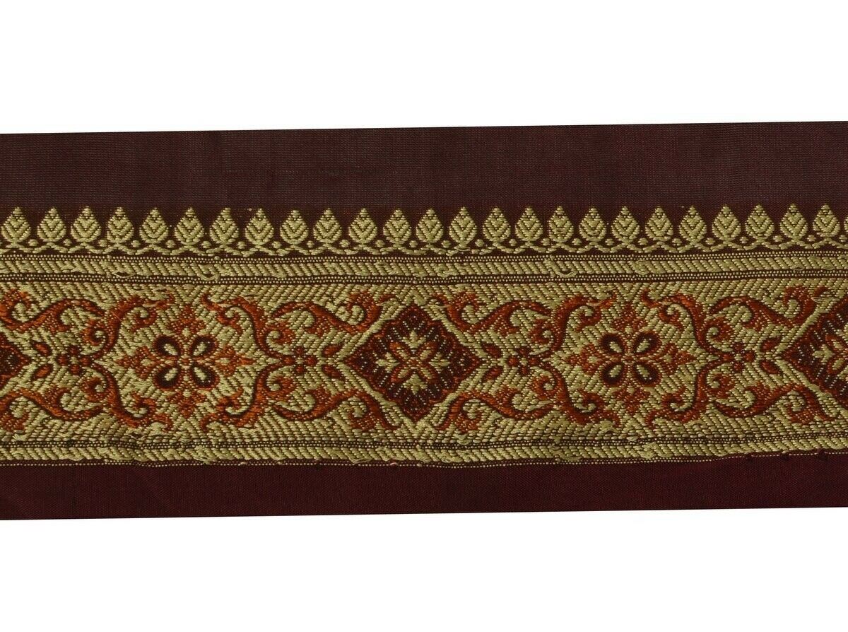 Vintage Sari Border Indian Craft Trim Woven Pure Silk Purples Sewing Ribbon Lace