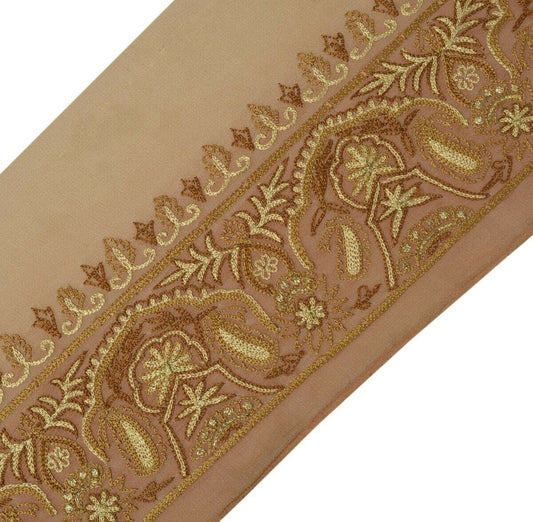 Vintage Sari Border Indian Craft Sewing Trim Embroidered Brown Edging Lace