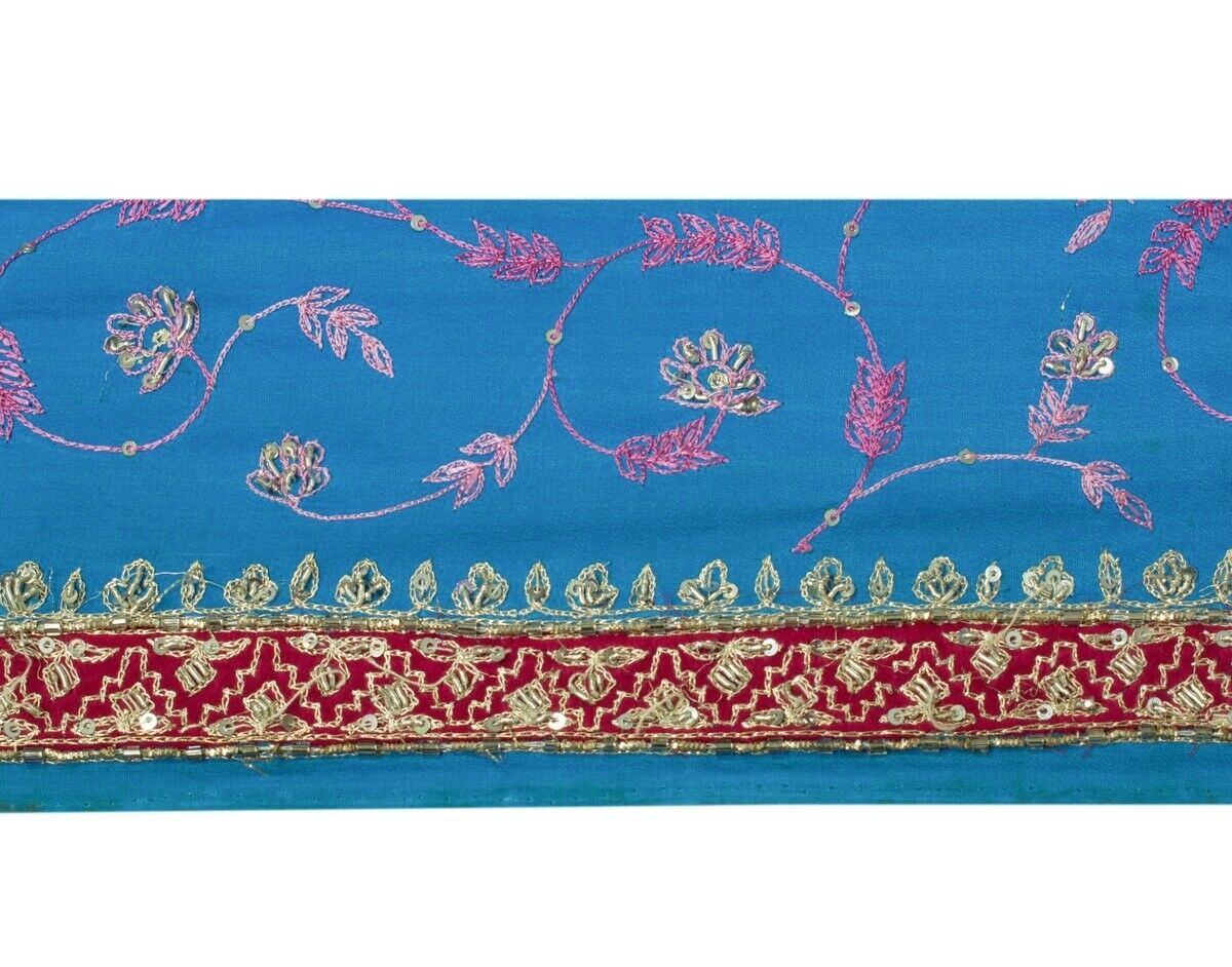 Vintage Sari Border Indian Craft Sewing Trim Hand Beaded Embroidered Ribbon Lace