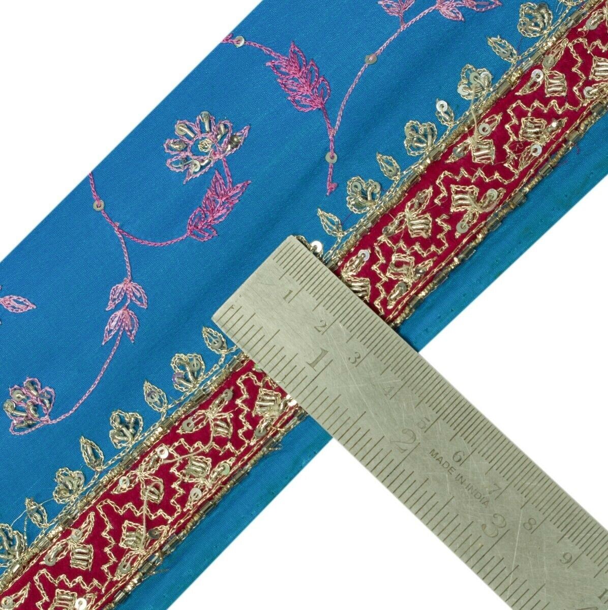 Vintage Sari Border Indian Craft Sewing Trim Hand Beaded Embroidered Ribbon Lace