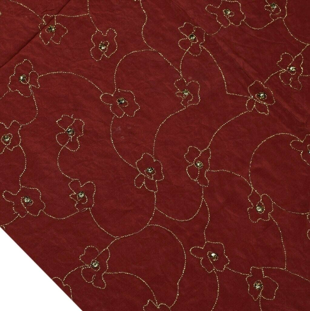 Vtg Saree Remnant Scrap Multi Purpose Pure Crepe Silk Craft Fabric Embroidered
