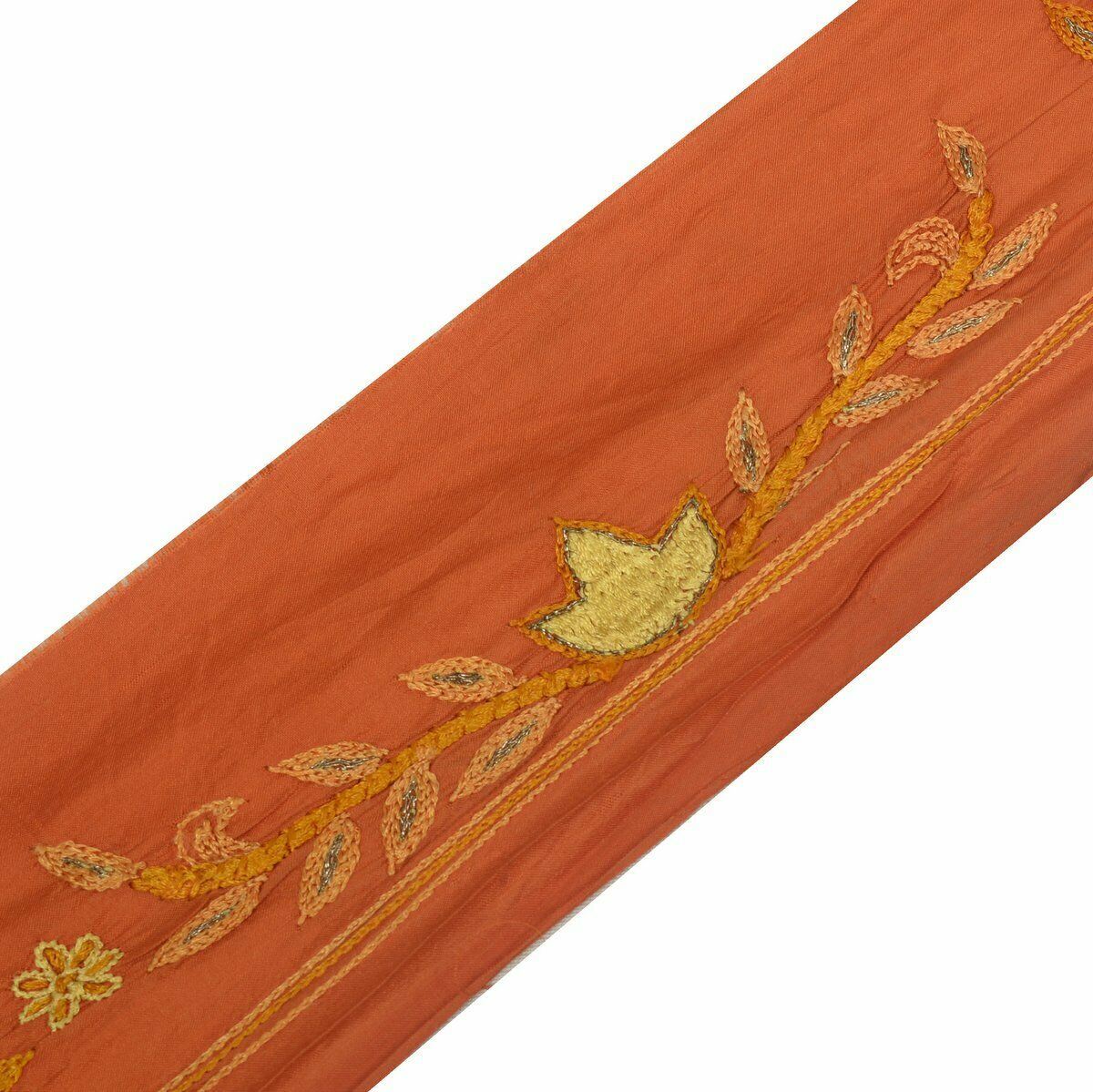 Vintage Sari Border Indian Craft Trim Antique Lace Hand Embroidered Rust Ribbon