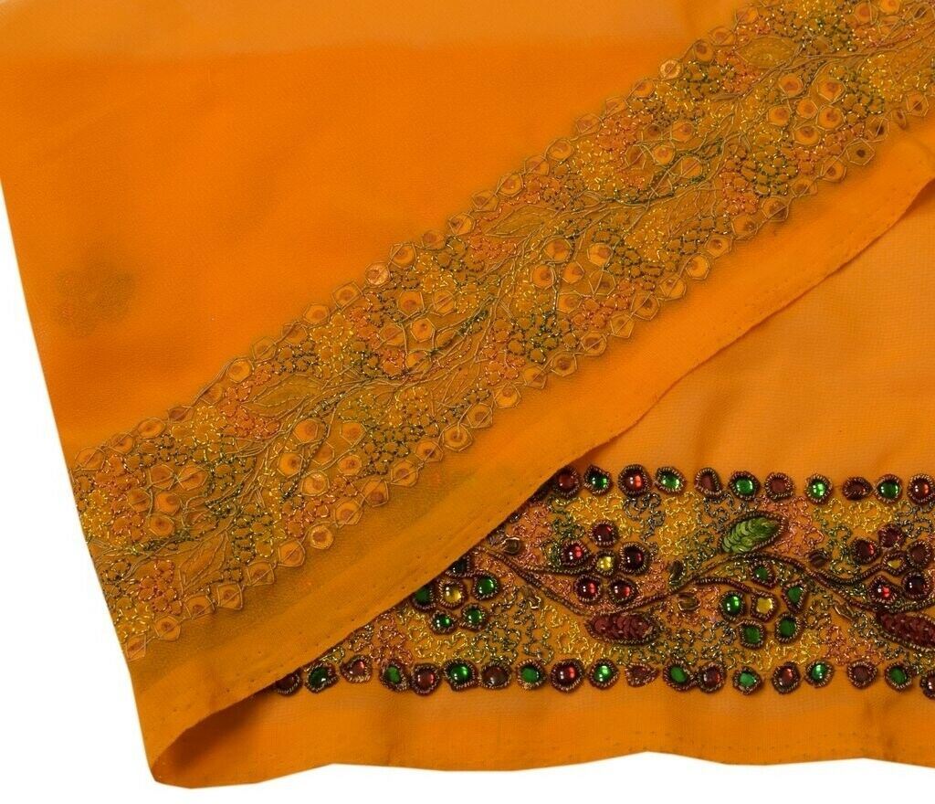 Vintage Sari Border Indian Craft Sewing Trim Hand Beaded Embroidered Ribbon Lace