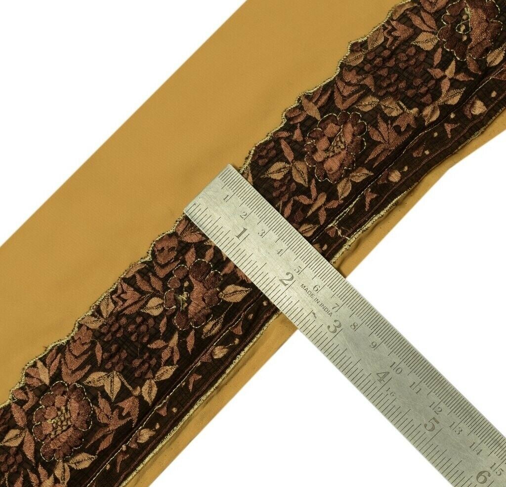 2.25" W Vintage Sari Border Indian Craft Sewing Trim Embroidered Ribbon Lace