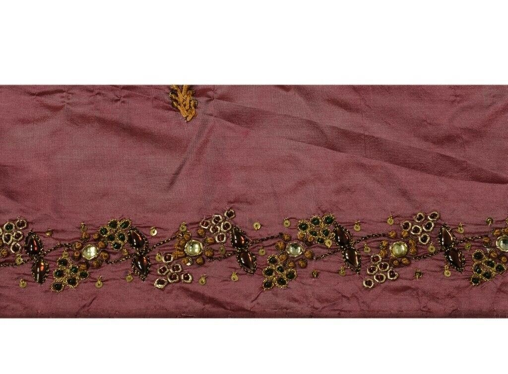 Vintage Sari Border Indian Craft Sewing Trim Hand Beaded Embroidered Ribbon Lace