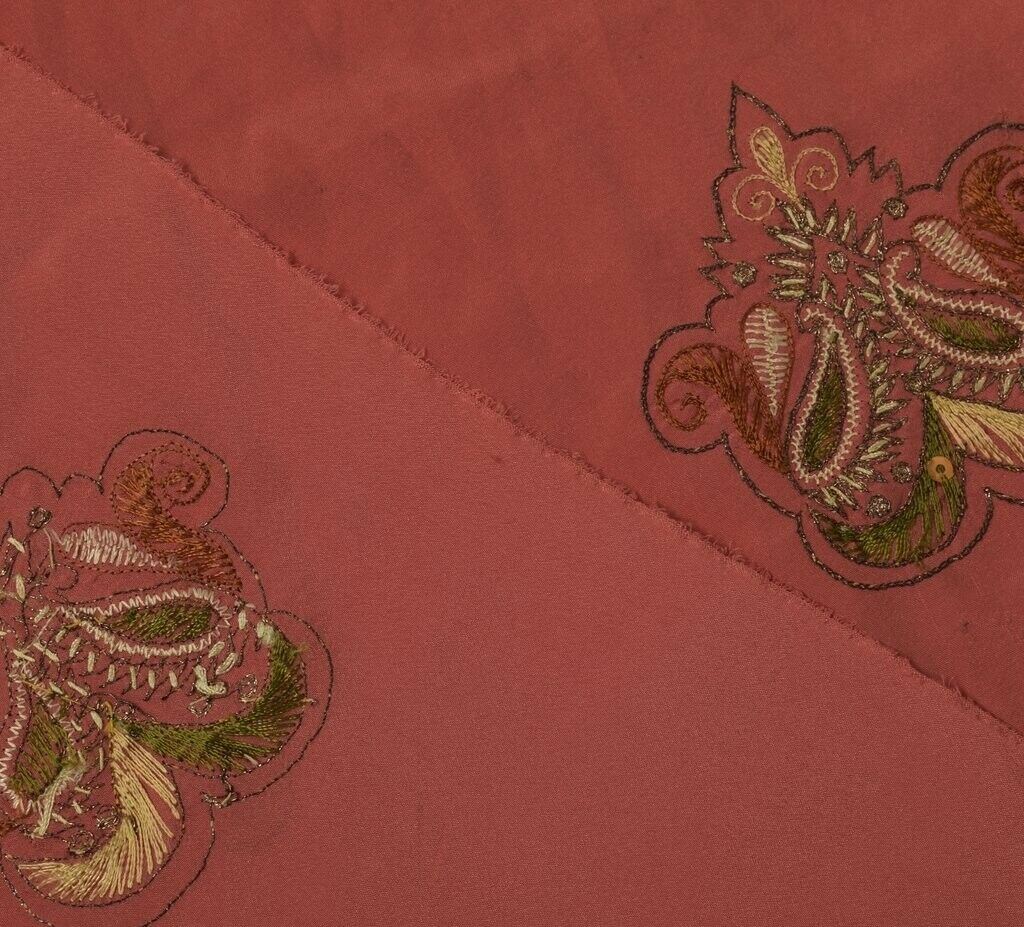 Indian Art Silk Vintage Sari Remnant Scrap Fabric for Sewing Craft Peach