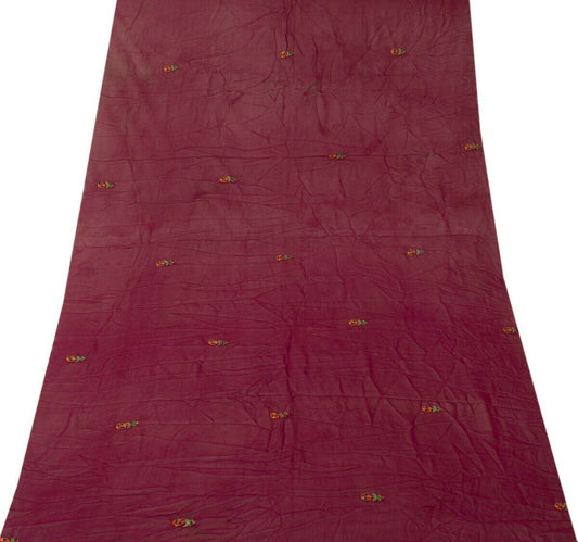 Pure Georgette Silk Embroidered Vintage Sari Remnant Scrap Fabric for Sew Craft