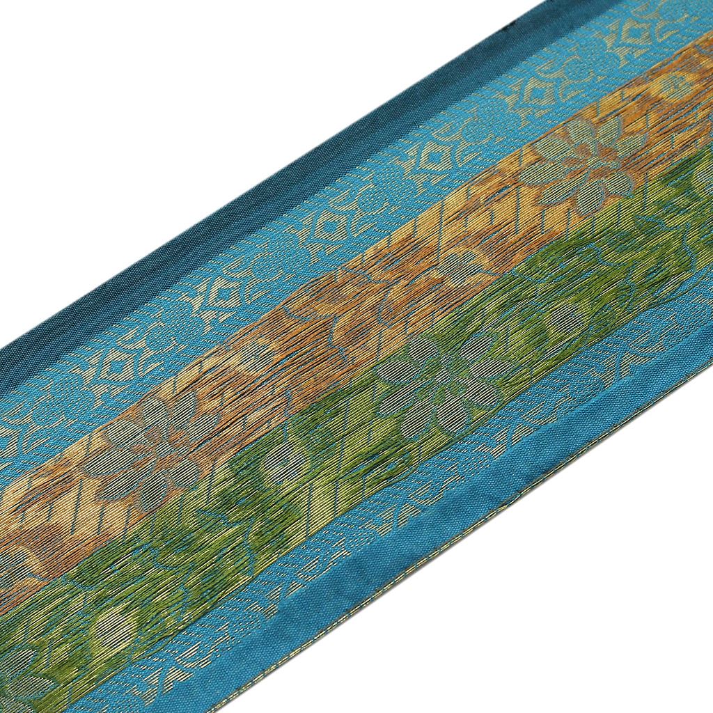 3 Yard Woven Zari Brocade Indian Faux Silk Border Trim Lace Ribbon Turquoise Blu