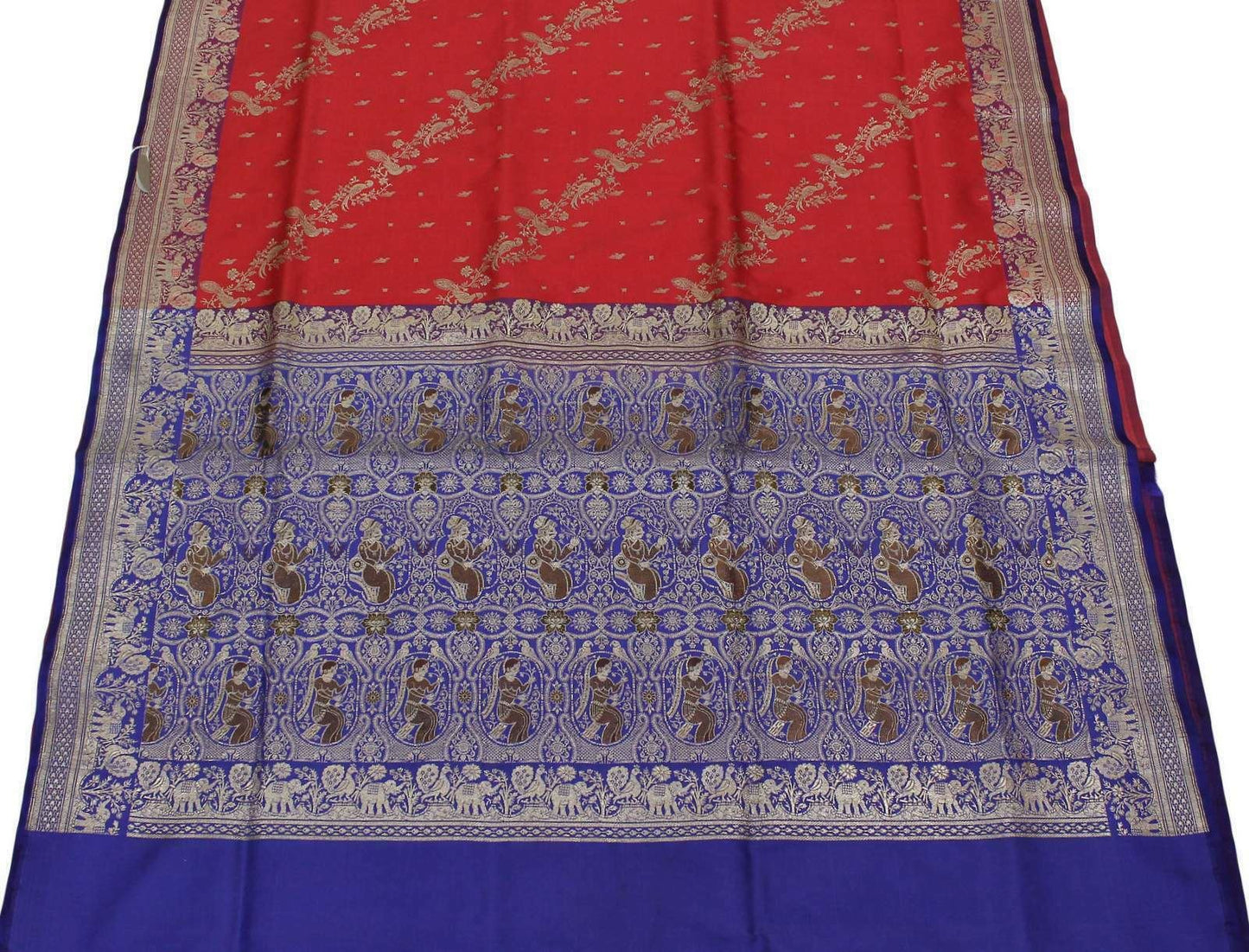 Indian Art Silk Heavy Banarasi Saree Woven Zari Brocade Ethnic Sari Peach