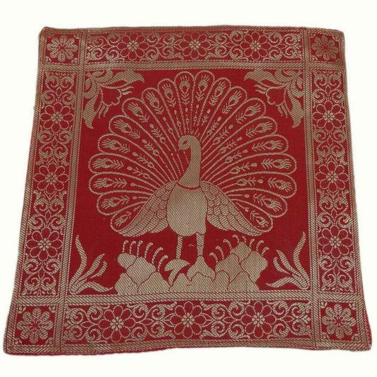 Art Silk Woven Zari Brocade Table Mat Multi Purpose Fabric Red