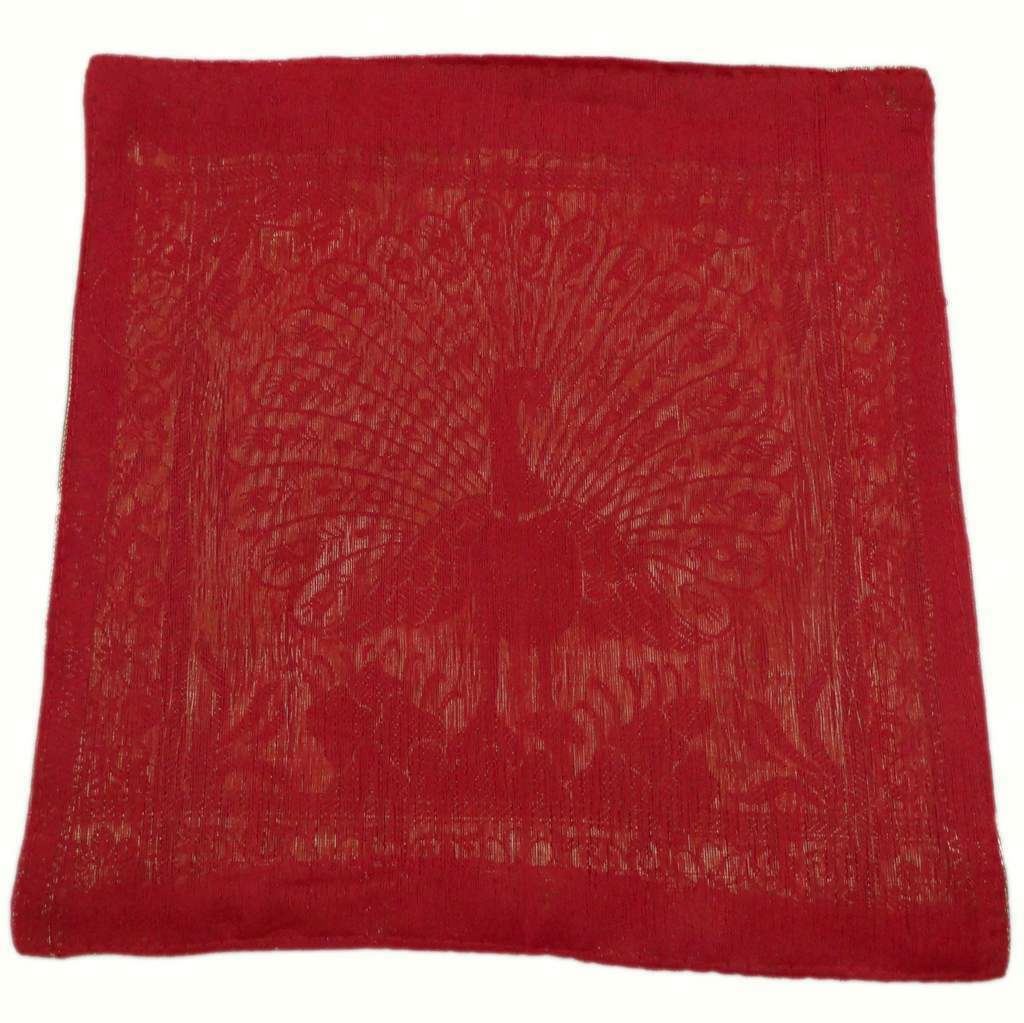 Art Silk Woven Zari Brocade Table Mat Multi Purpose Fabric Red
