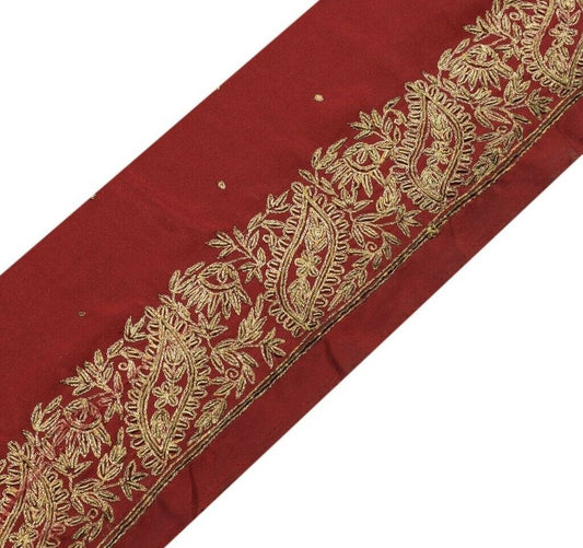 Vintage Saree Sewing Trim Indian Craft Border Hand Beaded Embroidered Lace