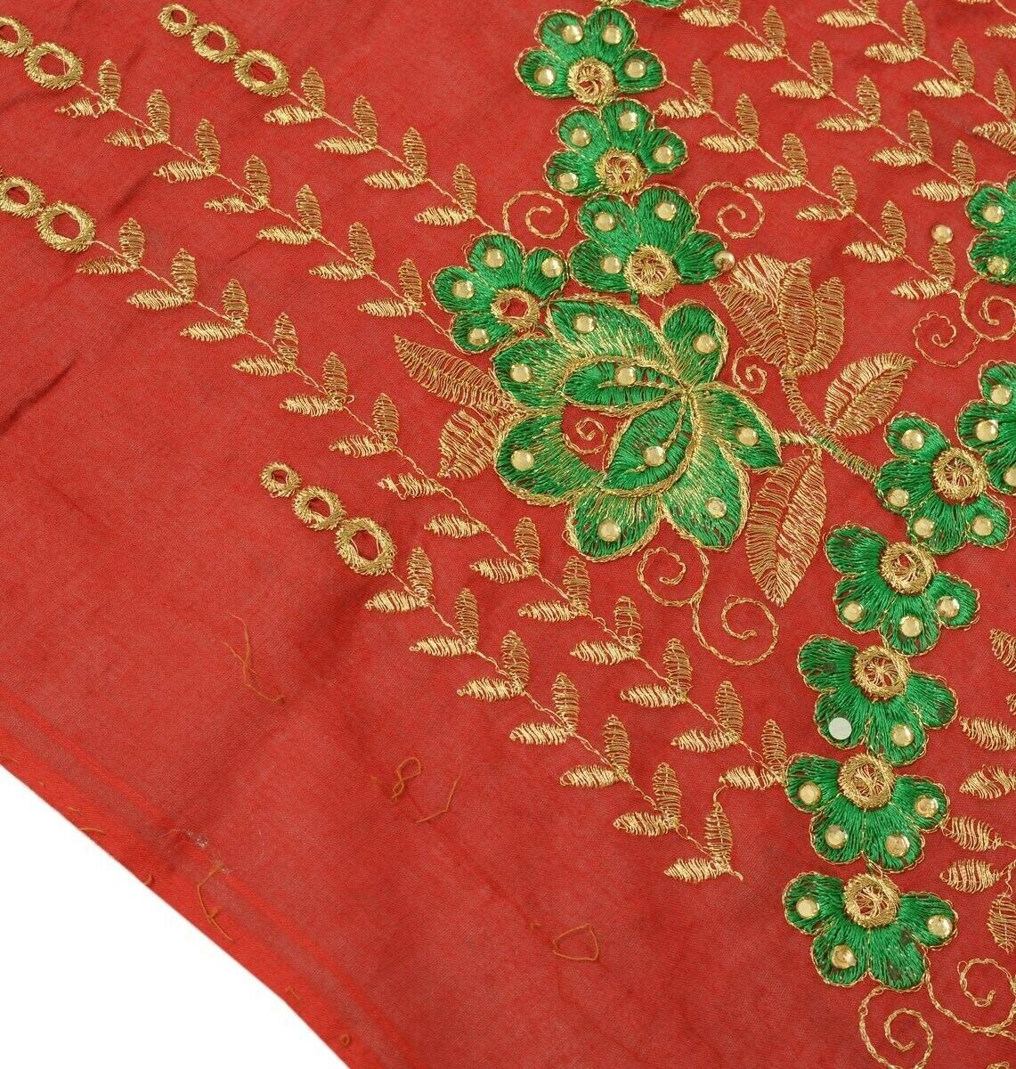 Vintage Saree Multi Purpose Design Fabric Piece for Sew Craft Embroidered red