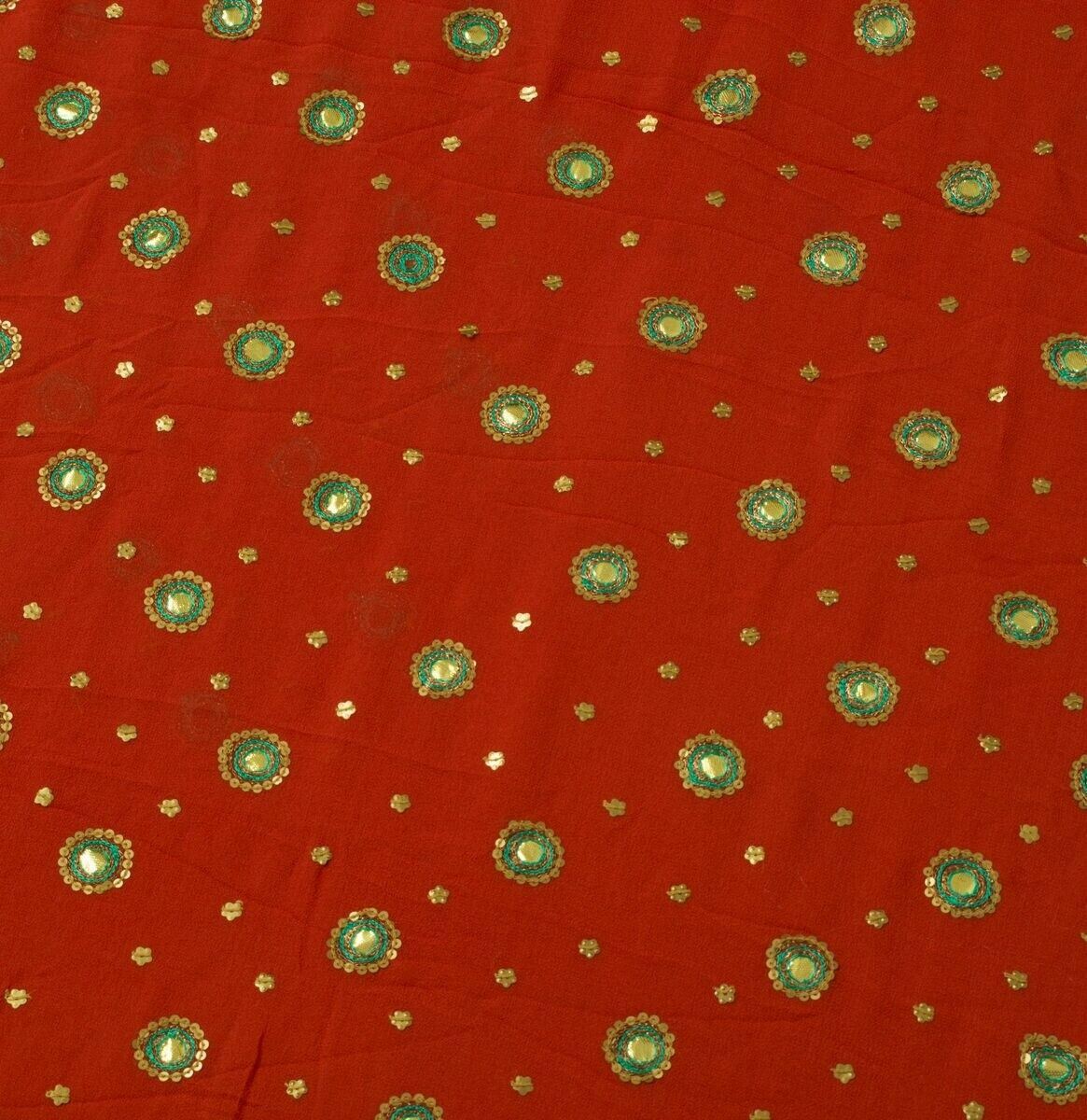 100% Pure Georgette Silk Rust Vintage Sari Remnant Scrap Fabric for Sewing Craft