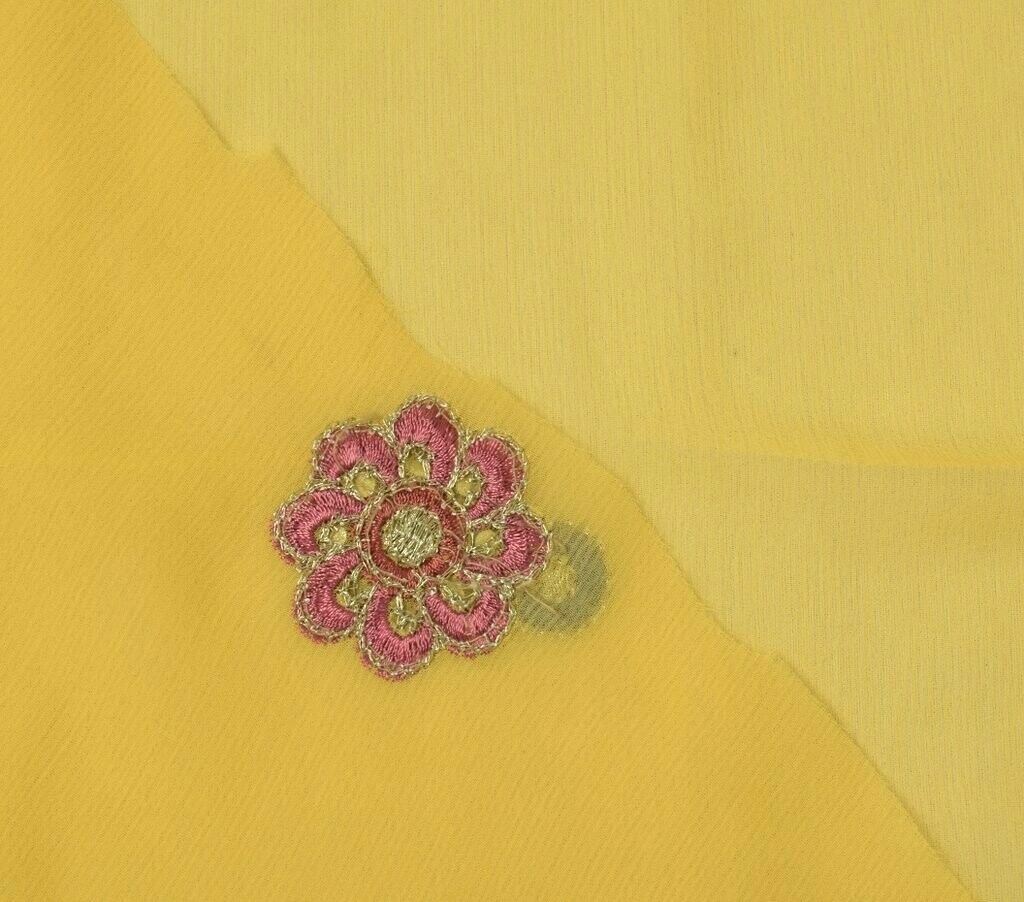 Blend Chiffon Silk Vintage Sari Remnant Scrap Fabric for Sewing Craft Yellow