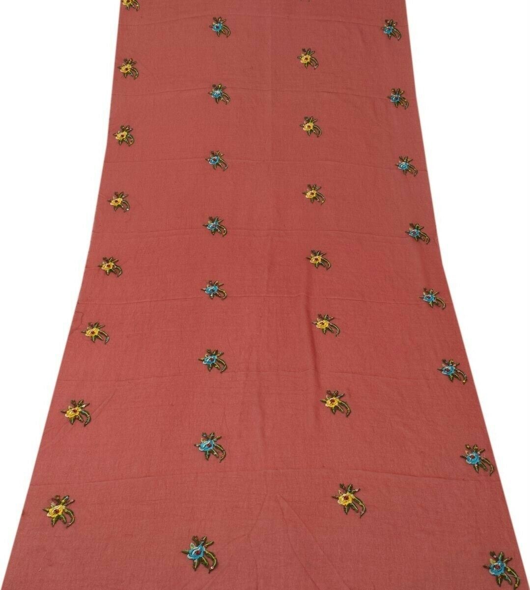 Blend Georgette Silk Vintage Sari Remnant Scrap Fabric for Sewing Craft Red