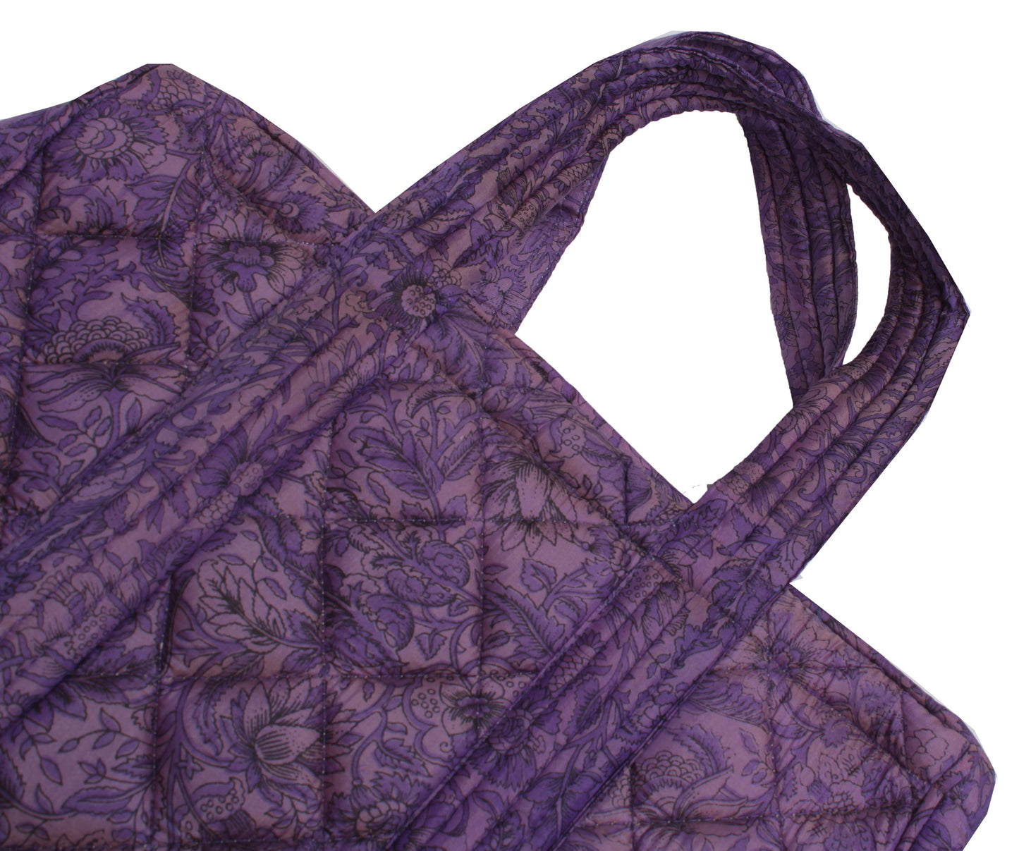 Sushila Vintage Purple Tote Bag 100% Pure Silk Printed Handbag Shoulder Bag