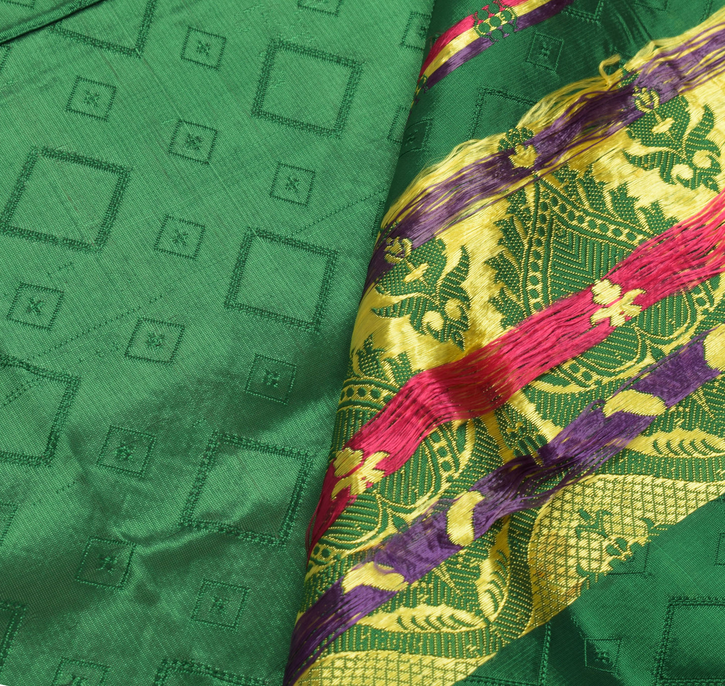 Sushila Vintage Maroon Scrap Craft Saree Blend Silk Woven Banarasi Sari Fabric