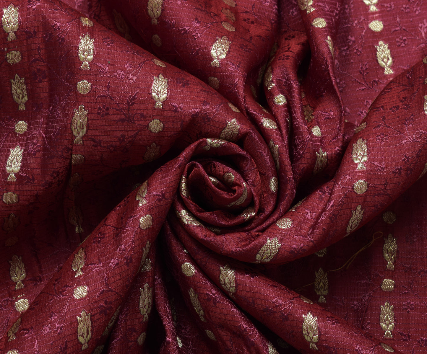 Sushila Vintage Magenta BANARASI Brocade Scrap Sari Pure Silk Woven Sari Fabric