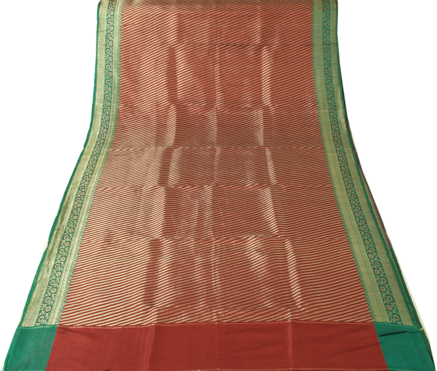 Sushila Vintage Maroon BANARASI Brocade Scrap Sari Pure Silk Woven Sari Fabric