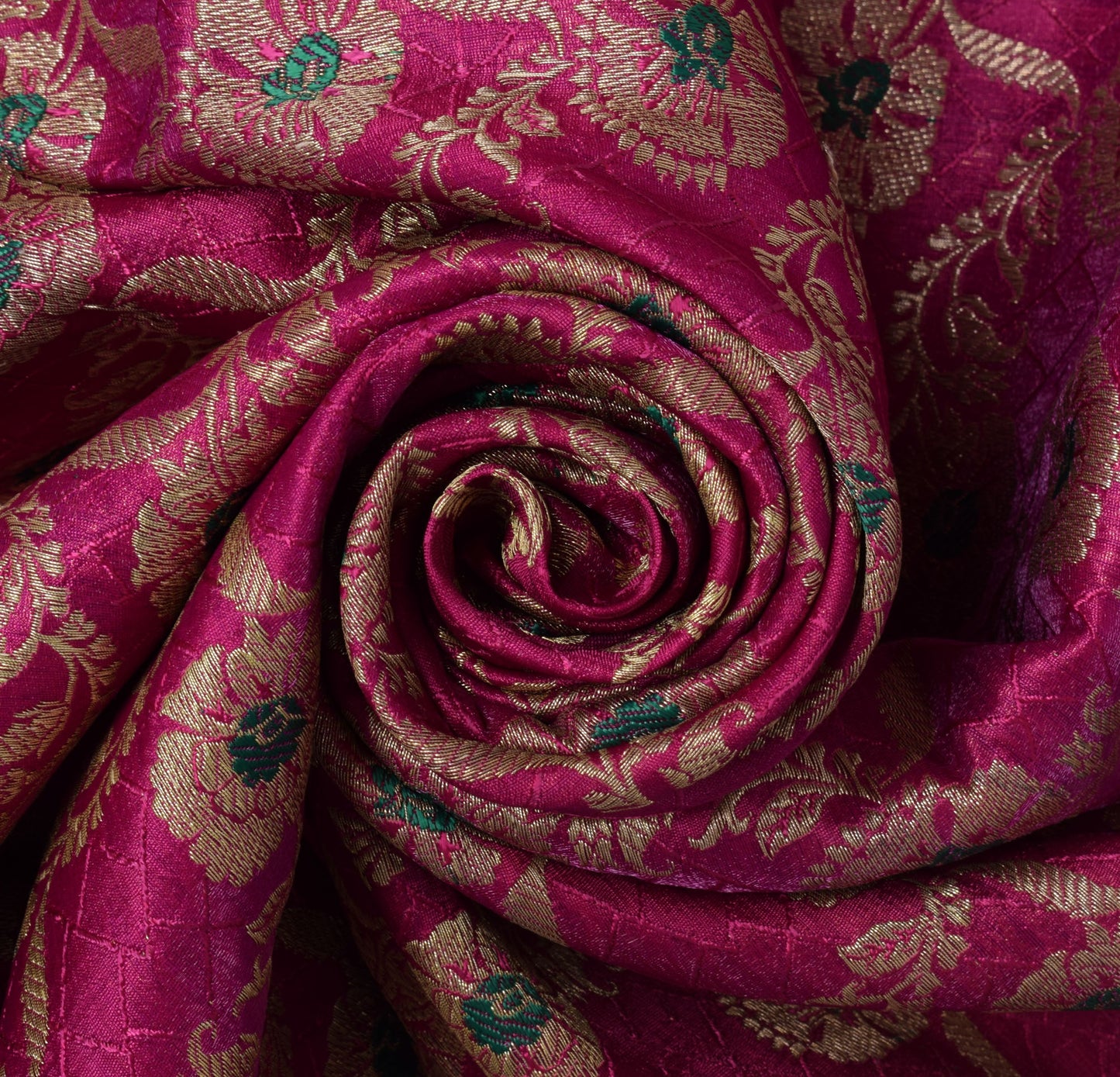 Sushila Vintage Magenta Scrap Banarasi Sari Blend Silk Woven Brocade Sari Fabric