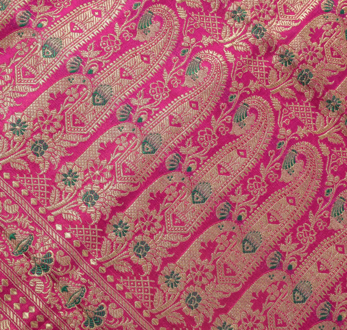 Sushila Vintage Magenta Scrap Banarasi Sari Blend Silk Woven Brocade Sari Fabric