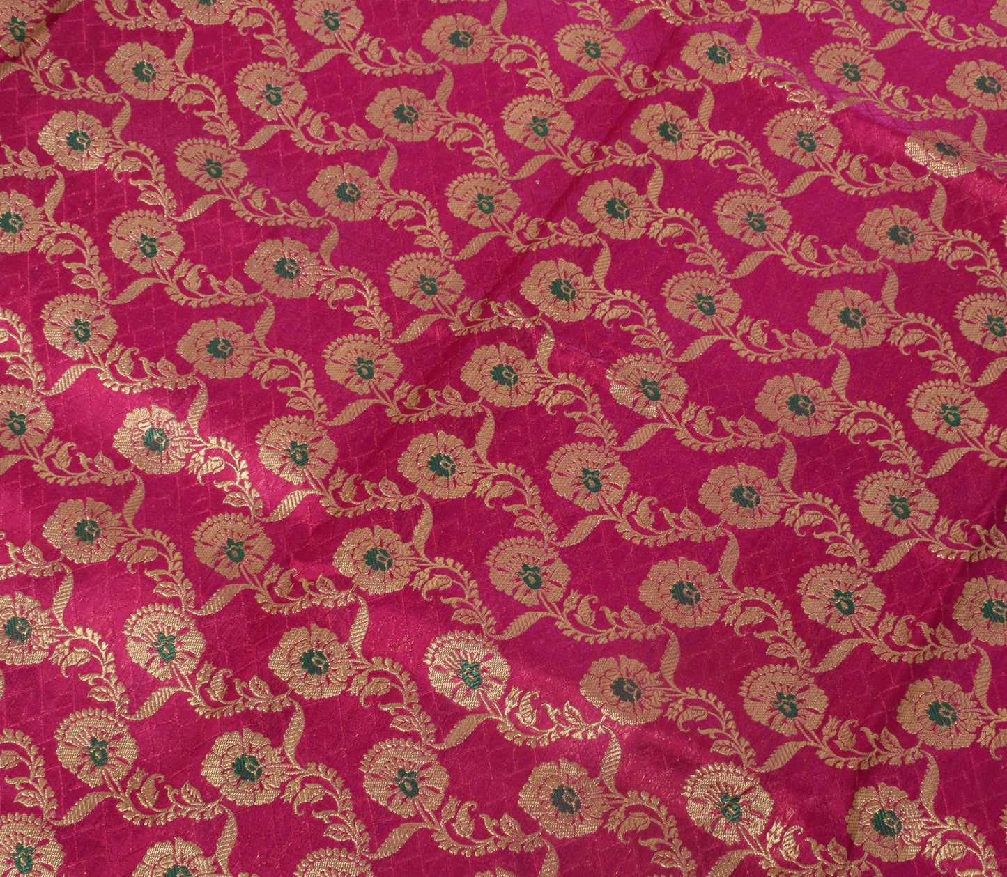 Sushila Vintage Magenta Scrap Banarasi Sari Blend Silk Woven Brocade Sari Fabric