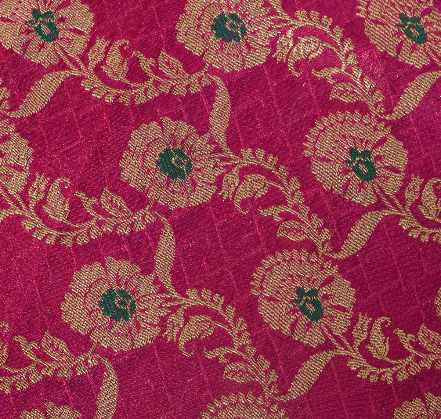 Sushila Vintage Magenta Scrap Banarasi Sari Blend Silk Woven Brocade Sari Fabric