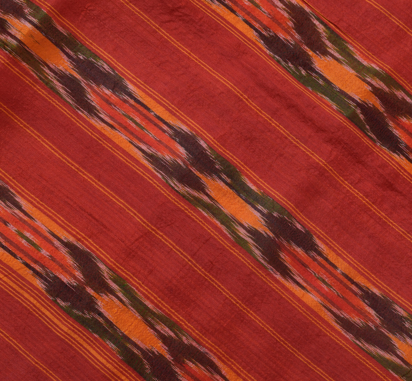 Sushila Vintage Cream Scrap Sari 100% Pure Silk Woven Ikkat Patola Sari Fabric