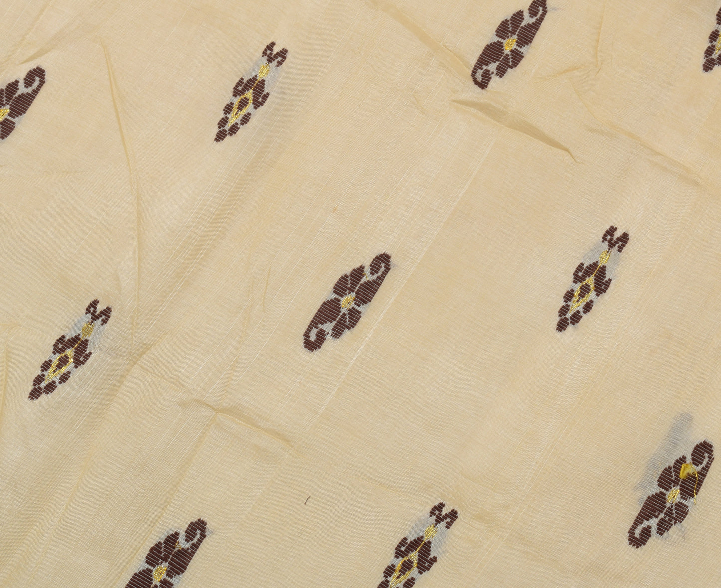 Sushila Vintage Cream Scrap Saree 100% Pure Silk Woven Floral Sari 5 Yard Fabric