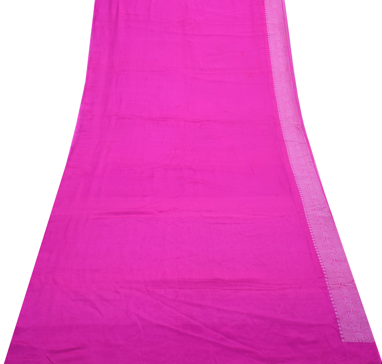 Sushila Vintage Indian Magenta Scrap Saree Pure Georgette Silk Woven Sari Fabric