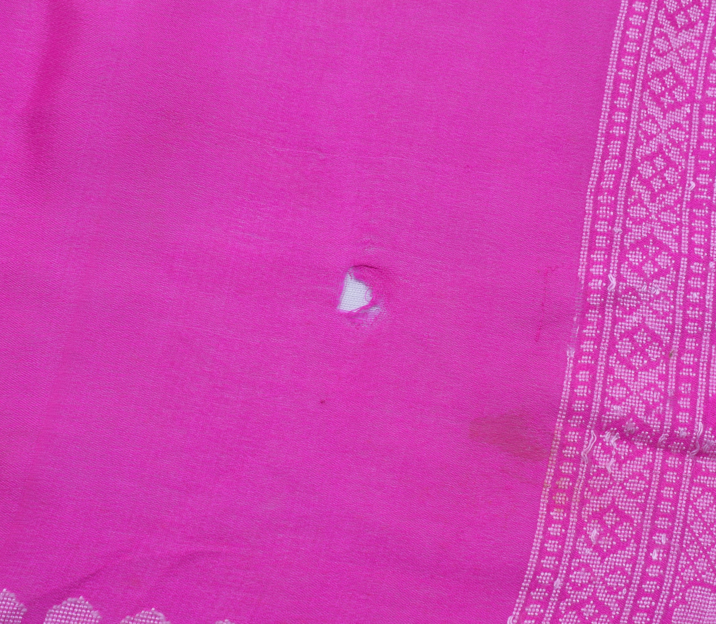 Sushila Vintage Indian Magenta Scrap Saree Pure Georgette Silk Woven Sari Fabric