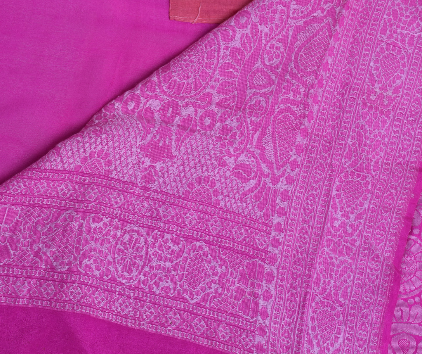 Sushila Vintage Indian Magenta Scrap Saree Pure Georgette Silk Woven Sari Fabric