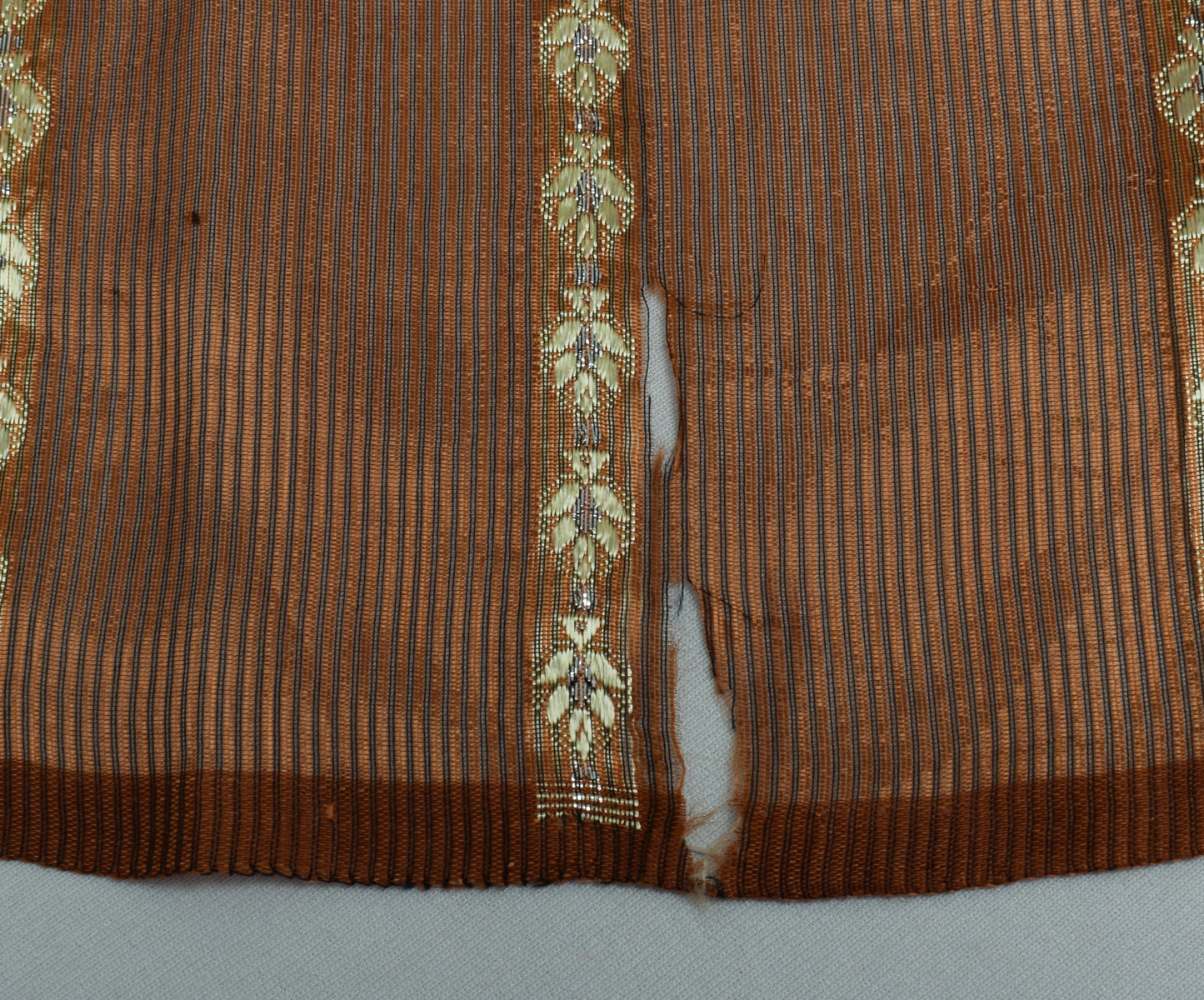 Sushila Vintage Brown Scrap Saree 100% Pure Silk Woven Floral Sari Craft Fabric