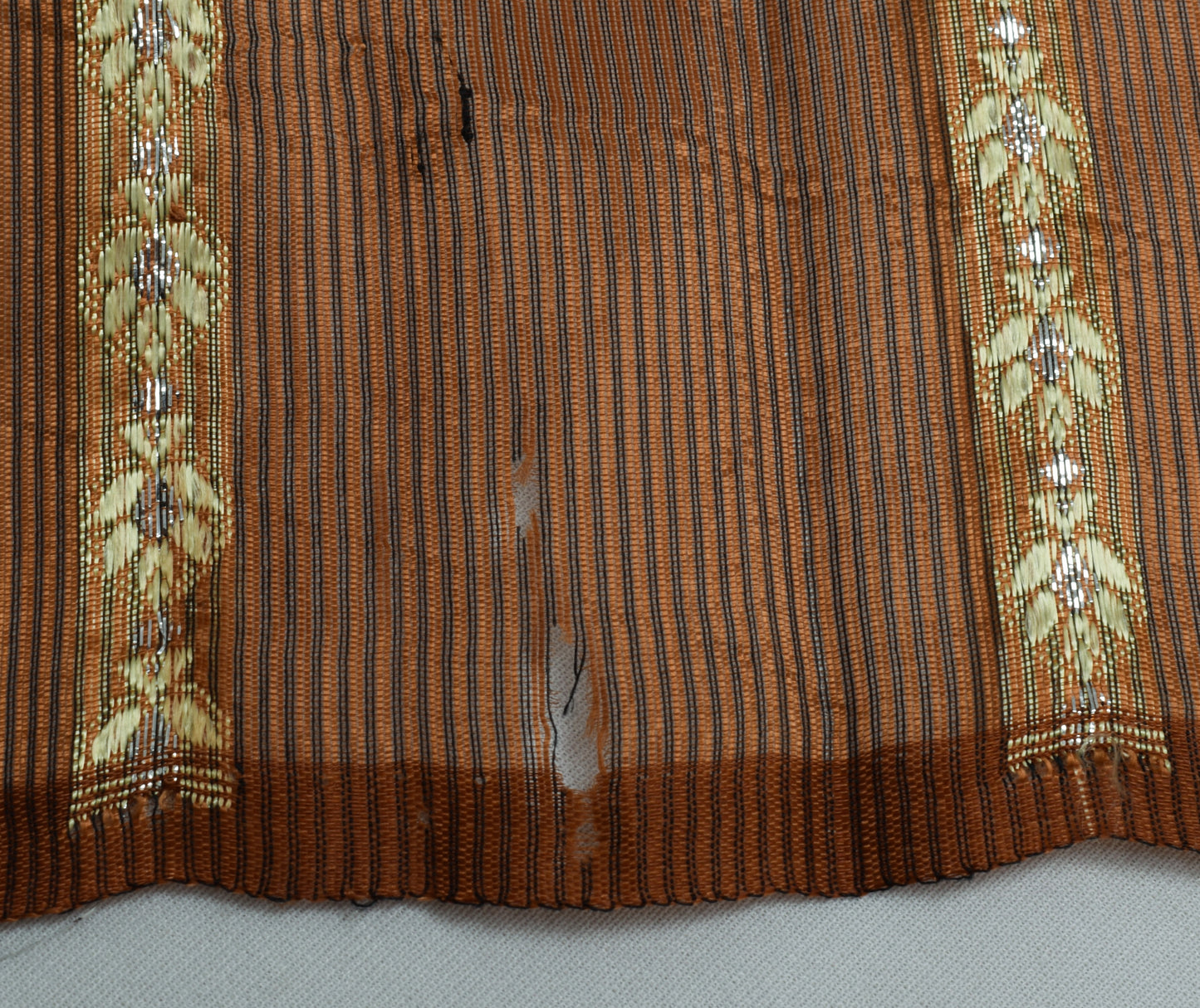 Sushila Vintage Brown Scrap Saree 100% Pure Silk Woven Floral Sari Craft Fabric