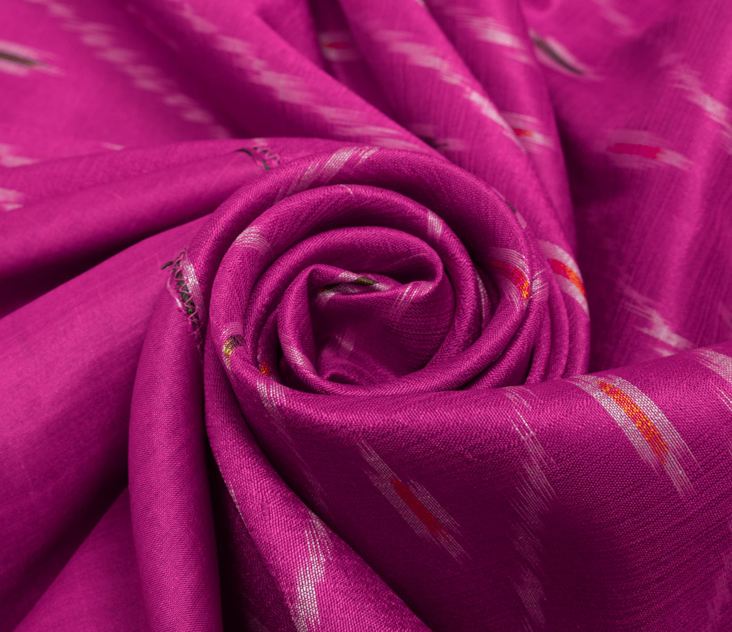 Sushila Vintage Fuchsia Scrap Saree Pure Silk Hand Woven Ikkat Patola Fabric