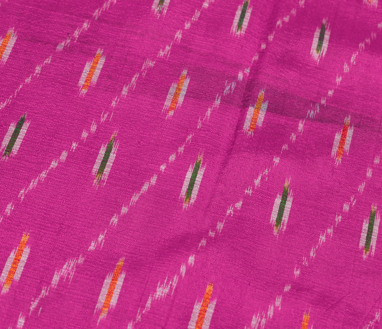 Sushila Vintage Fuchsia Scrap Saree Pure Silk Hand Woven Ikkat Patola Fabric