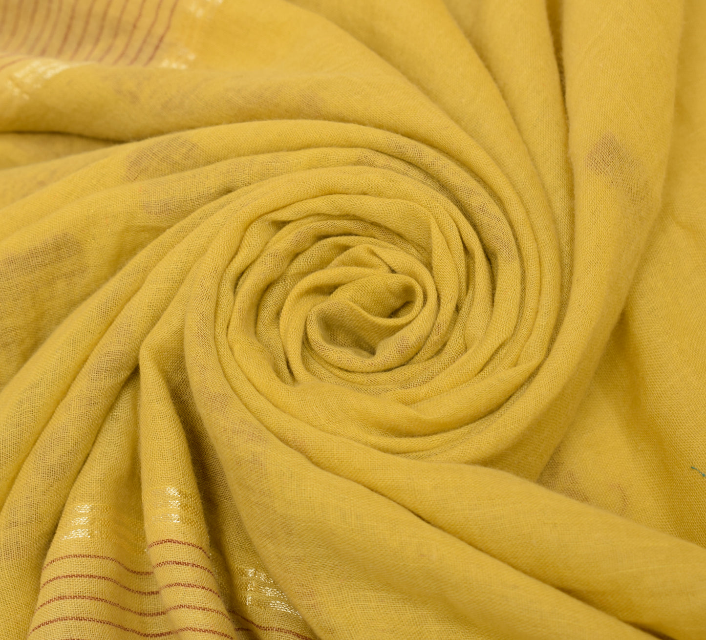 Sushila Vintage Yellow Scrap Saree 100%Pure Cotton Woven Floral Soft Sari Fabric