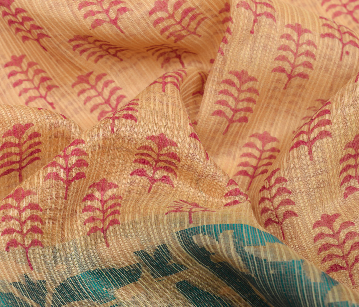 Sushila Vintage Scrap Saree 100% Pure Cotton Silk Woven Floral Sari Craft Fabric